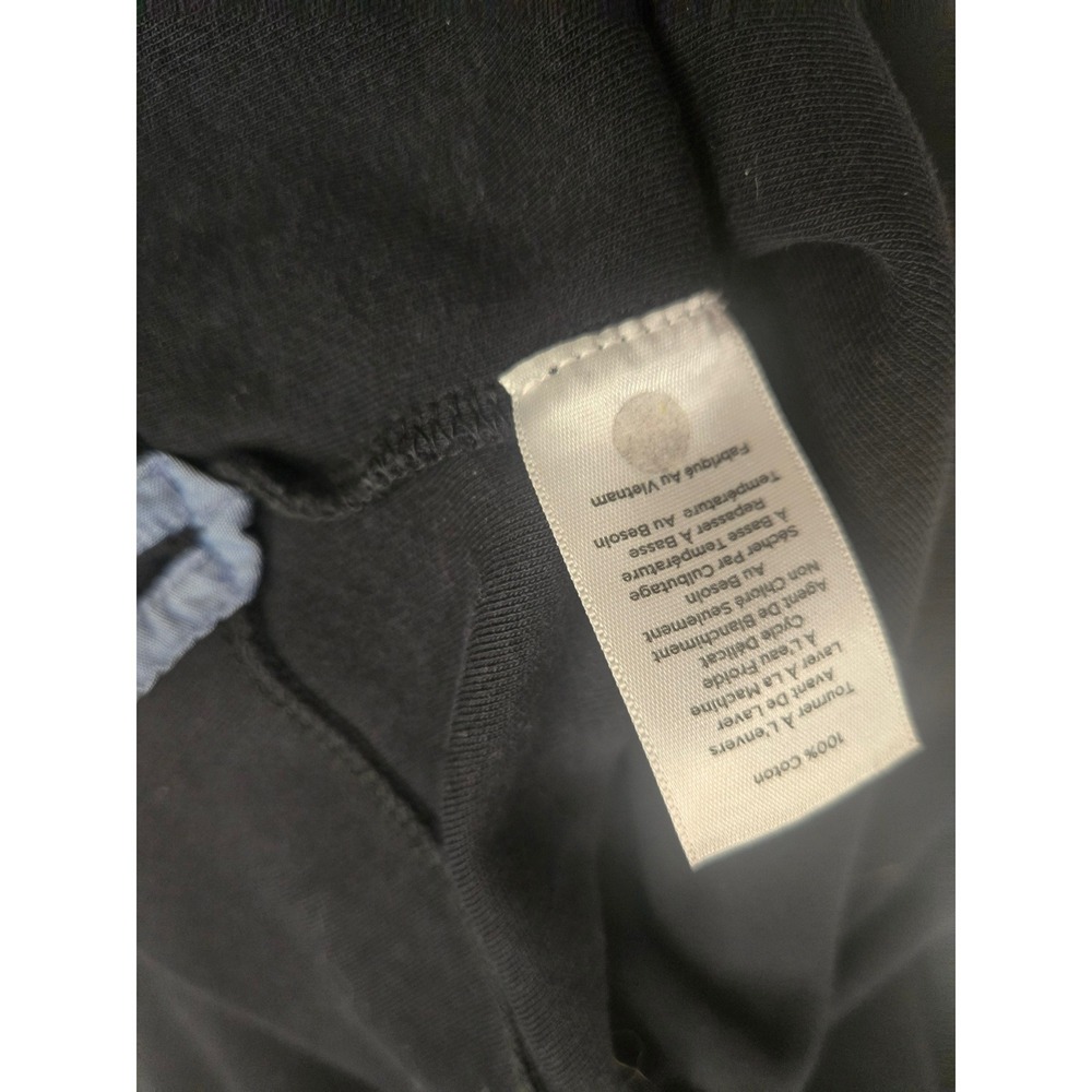 Talbots Petites Black Cotton Knit Shift Dress Short Sleeve Gold Shoulder Zip MP - Picture 5 of 5